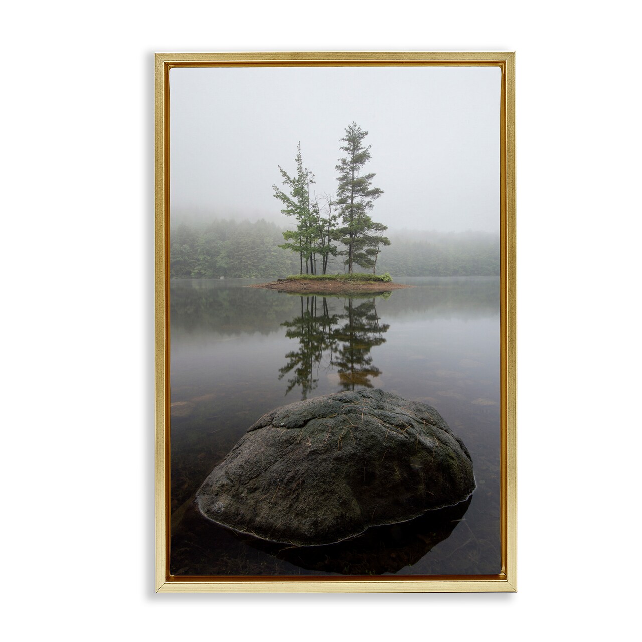 Stupell Industries Duo Trees Lake Reflection Floating Frame, design by James Rodewald